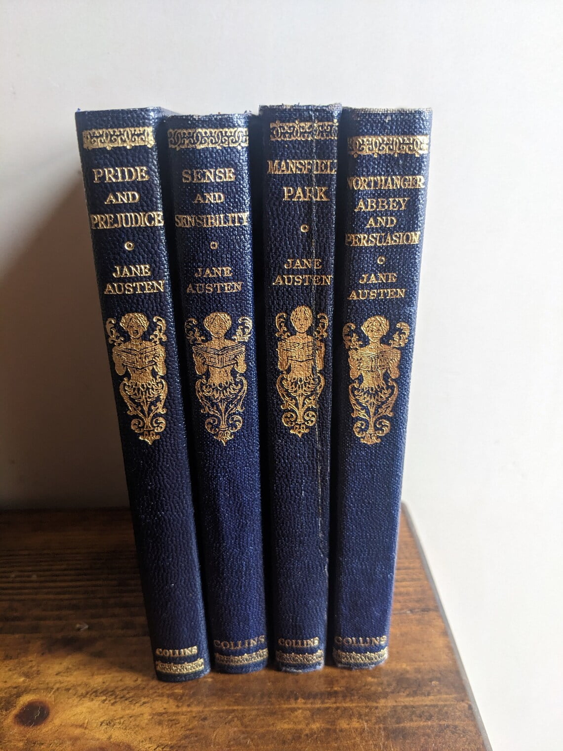 Set of four Jane Austen books including five novels - Mid century Collins
