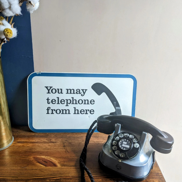 You May Telephone From Here, genuine vintage public telephone metal sign - Image 9