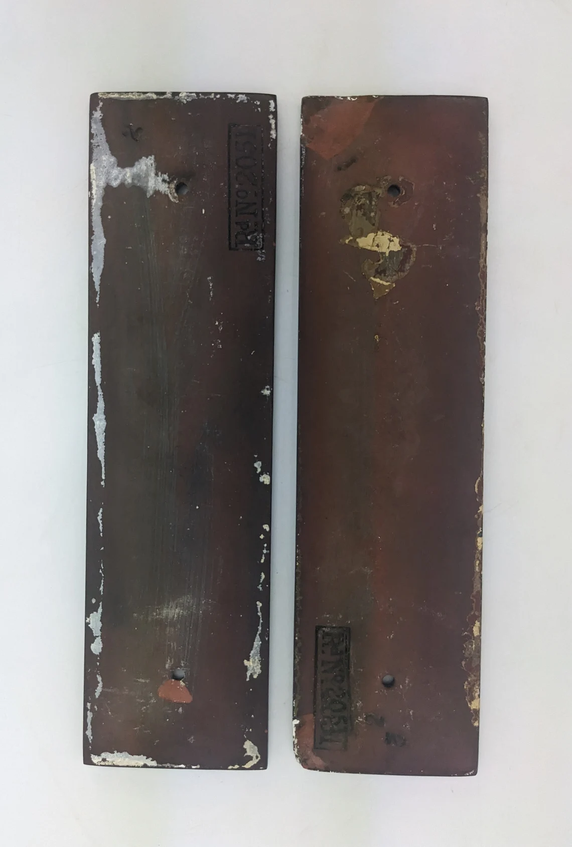 1930s pair of Art Deco black glazed stone internal door push plates - Image 8