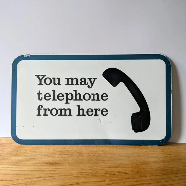 You May Telephone From Here, genuine vintage public telephone metal sign - Image 2