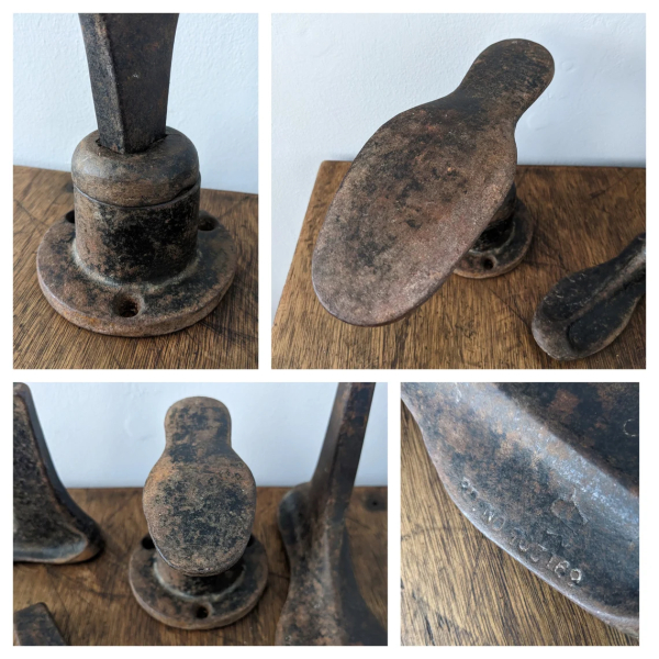 Antique cast iron set of cobbler's lasts and stand - Image 9