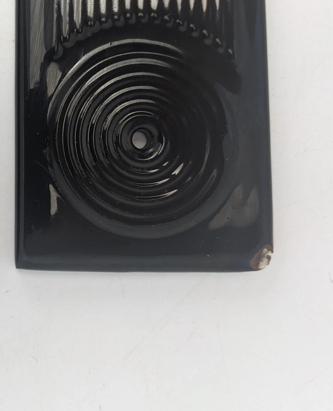 1930s pair of Art Deco black glazed stone internal door push plates - Image 4