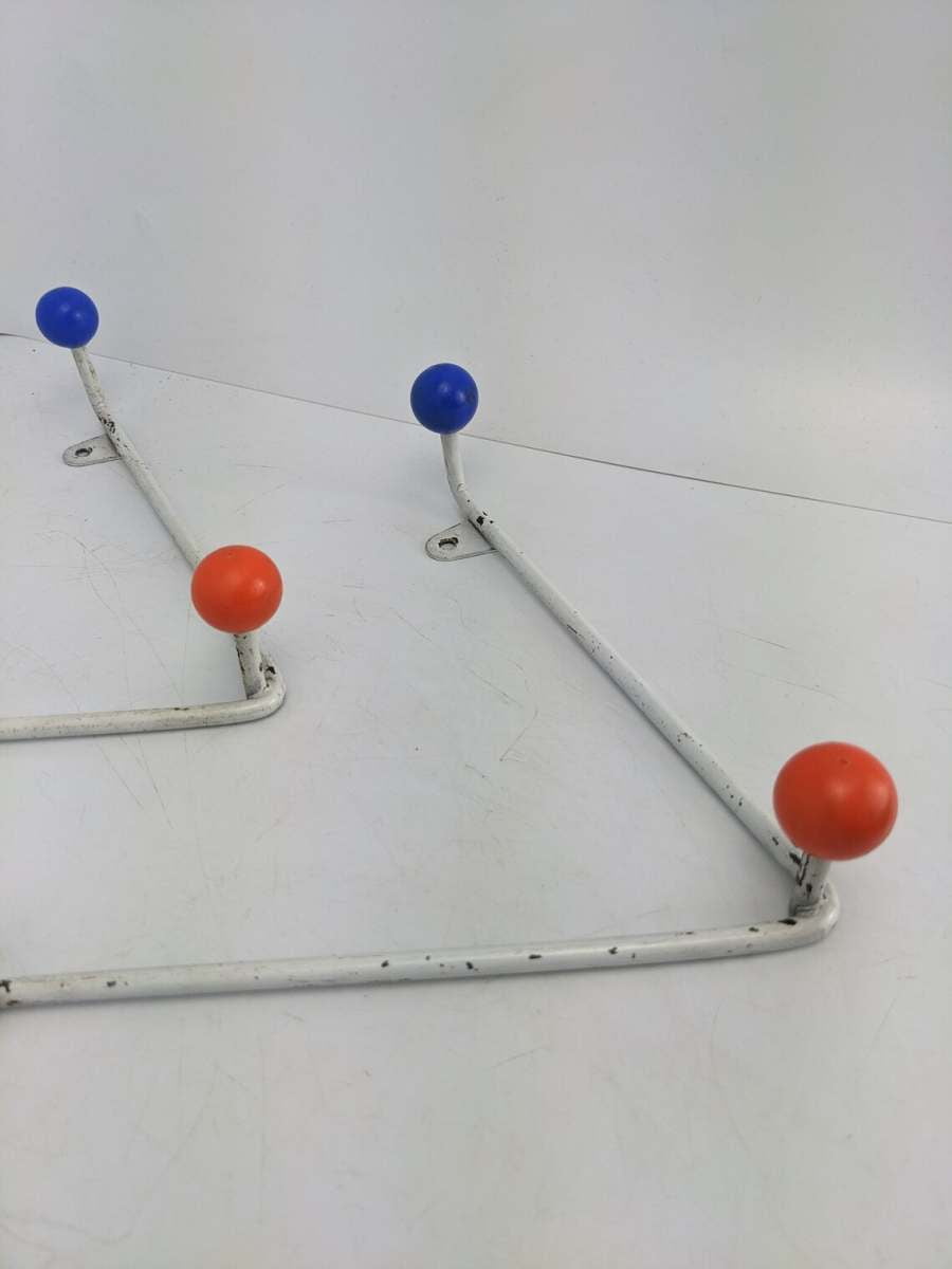A pair of midcentury atomic design coat racks with colourful ball hooks - Image 6