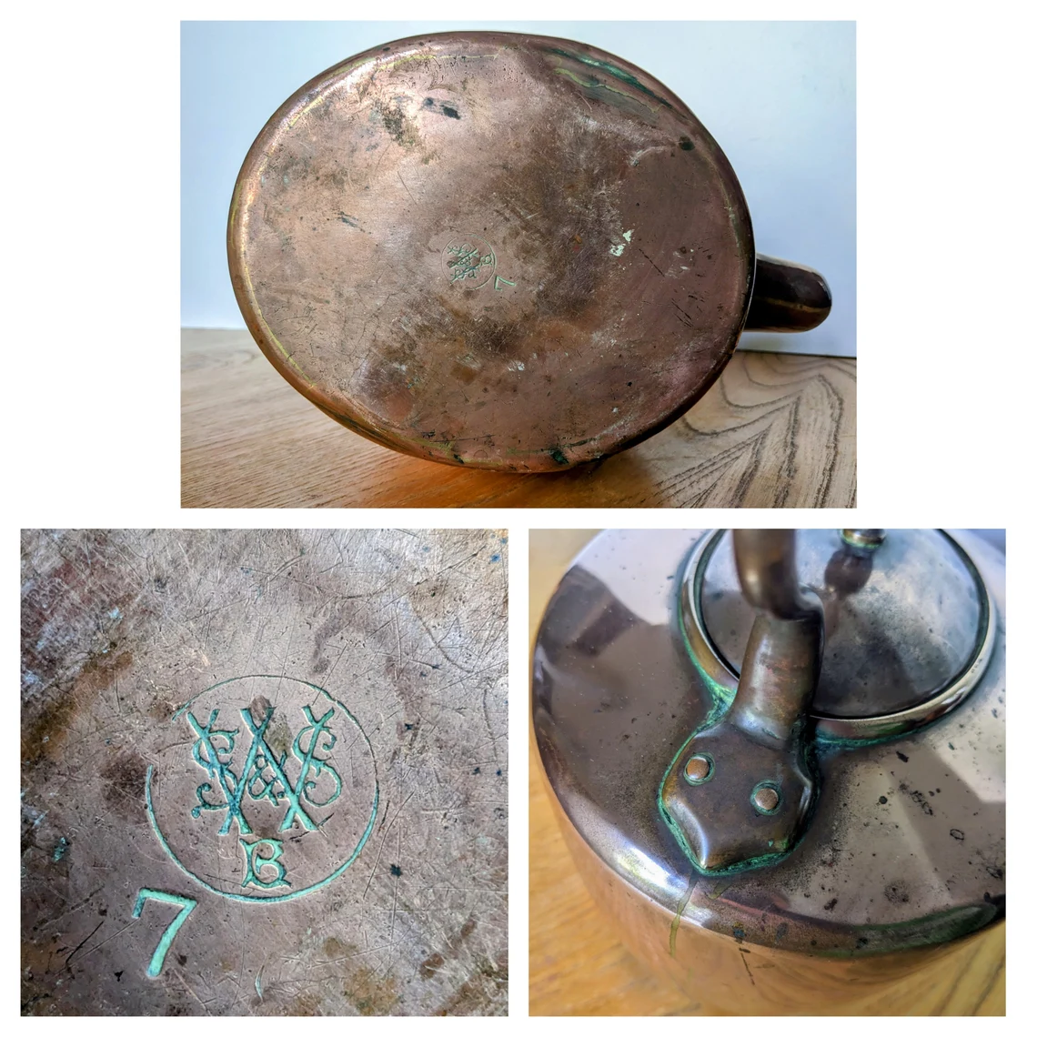 Antique copper kettle, large William Soutter & Sons of Birmingham copper stove top kettle - Image 9