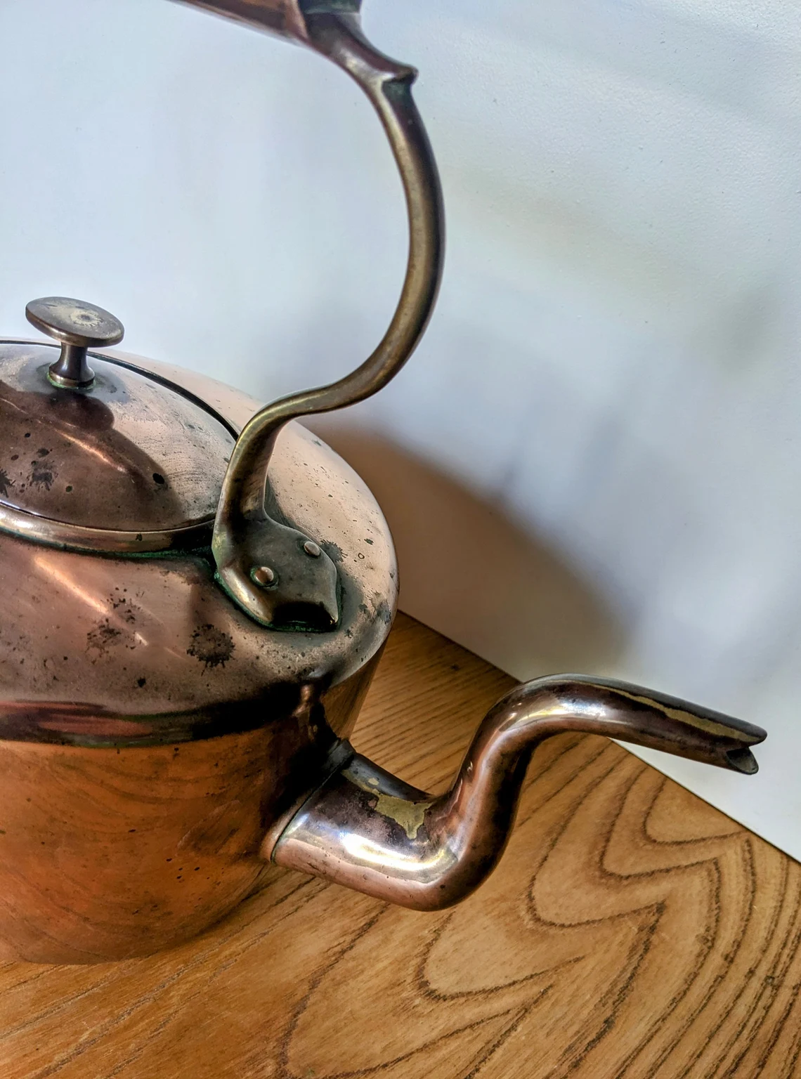 Antique copper kettle, large William Soutter & Sons of Birmingham copper stove top kettle - Image 3