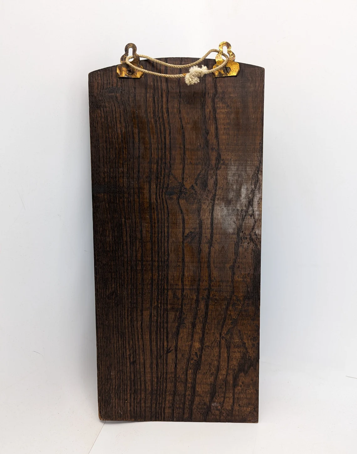 Antique oak and brass 3 section wall hanging letter rack, Arts and Crafts letter rack - Image 9