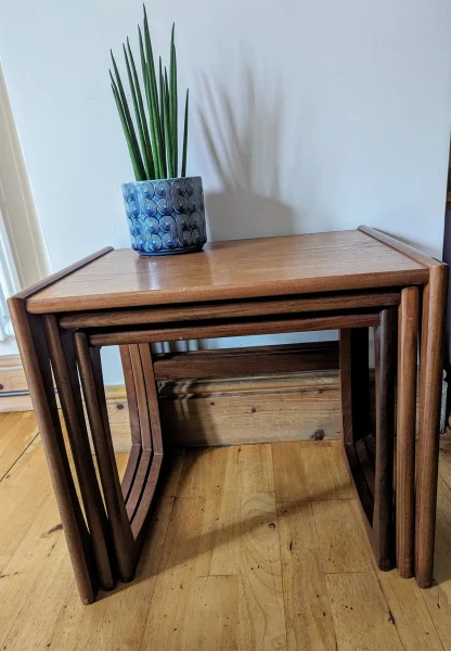 G Plan Quadrille midcentury nest of tables, 3 teak coffee or side tables - Image 10