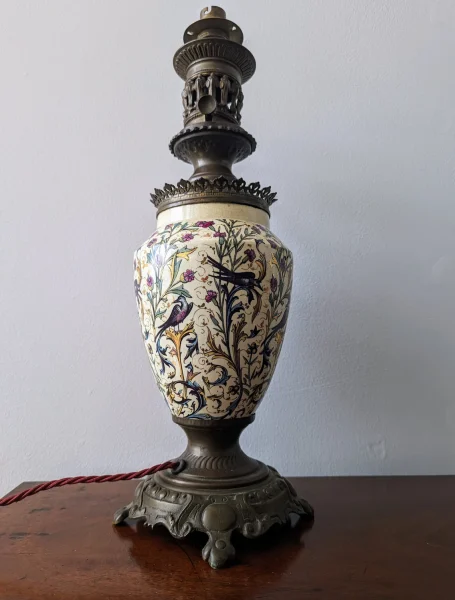Antique French ceramic oil l;amp conversion