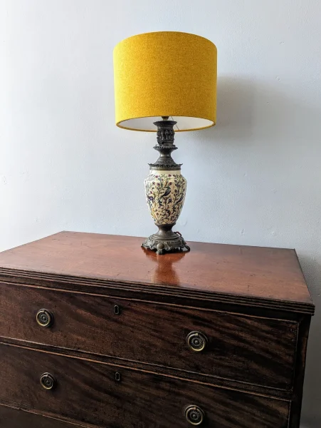 Antique French ceramic oil lamp converted to electric, newly rewired and PAT tested - Image 7