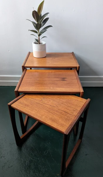G Plan Quadrille midcentury nest of tables, 3 teak coffee or side tables - Image 2