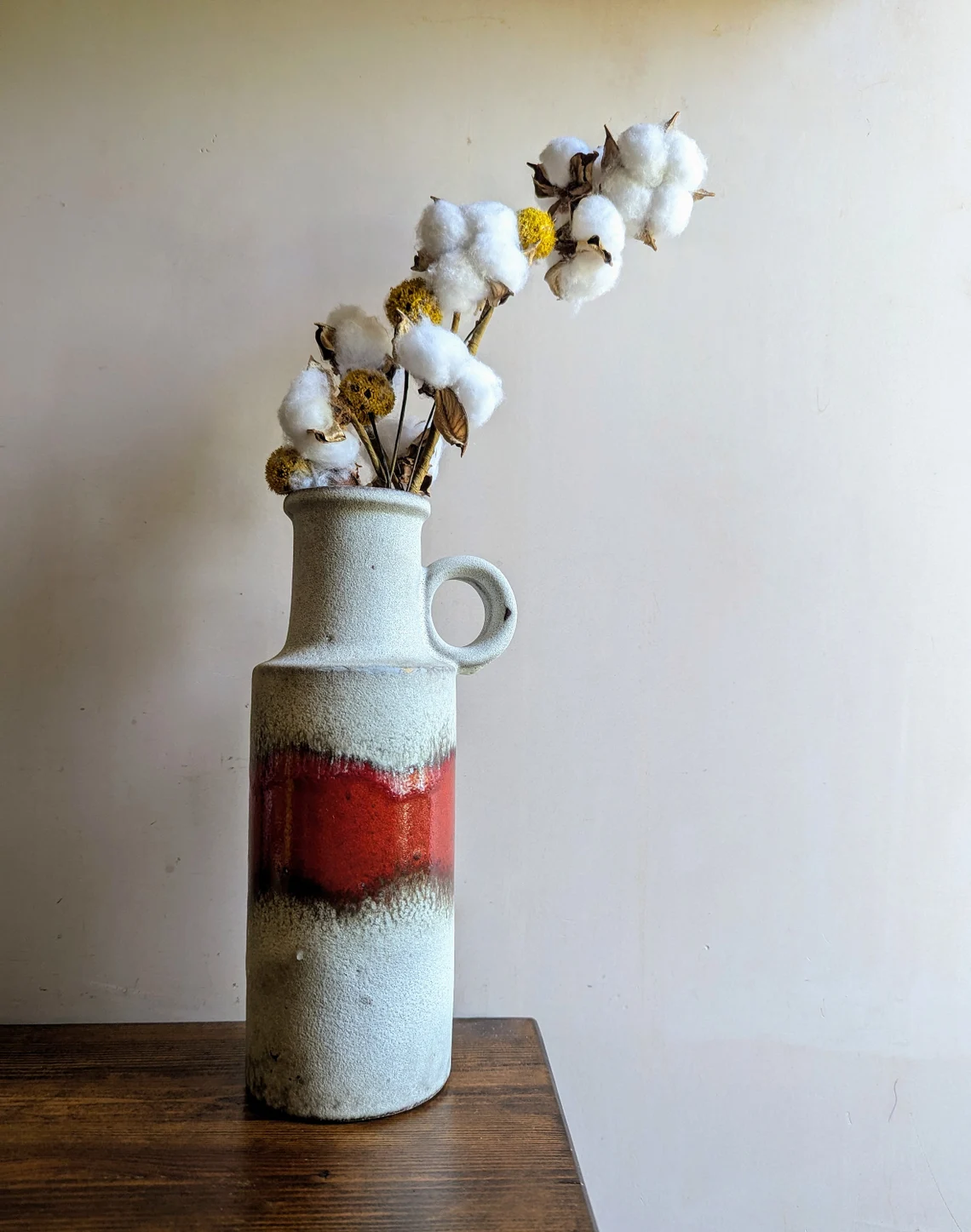 West German midcentury Scheurich Keramik fat lava white and red