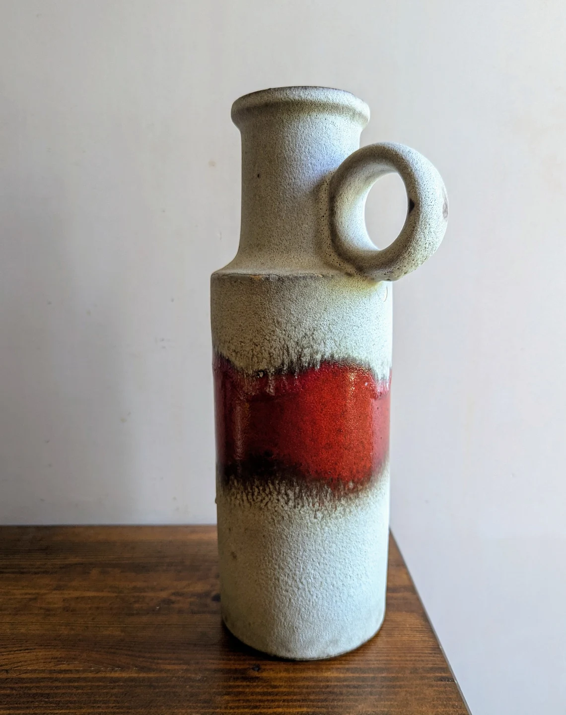 West German midcentury Scheurich Keramik fat lava white and red