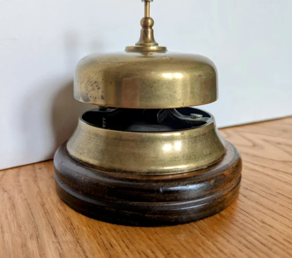 Vintage brass reception bell, ring for assistance counter top bell with ...