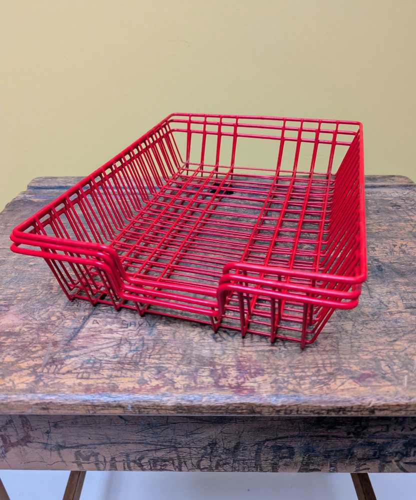 3 vintage red wire desk storage trays - Image 4