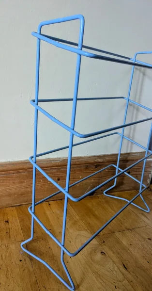 Vintage 1960s light blue multi tier shoe rack | Oaky Doke Vintage Home