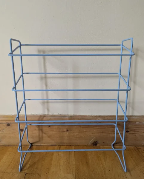 Vintage 1960s light blue multi tier shoe rack | Oaky Doke Vintage Home