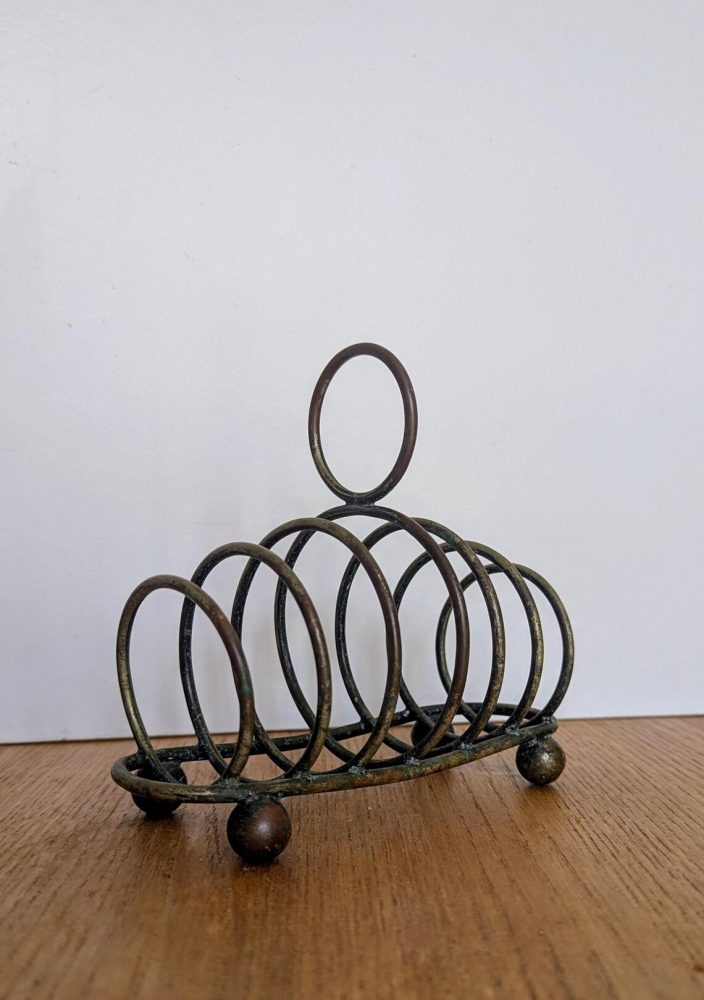 Muted brass early 20th century toast rack - Oaky Doke Vintage Home