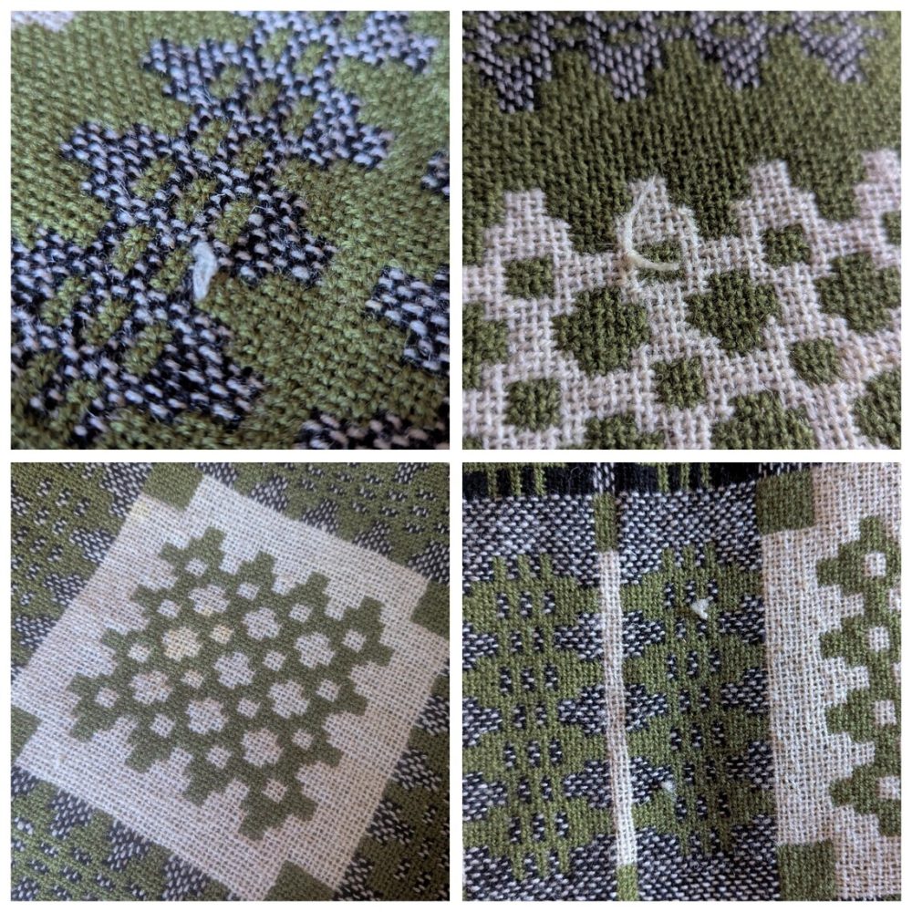 green and cream welsh wool blanket