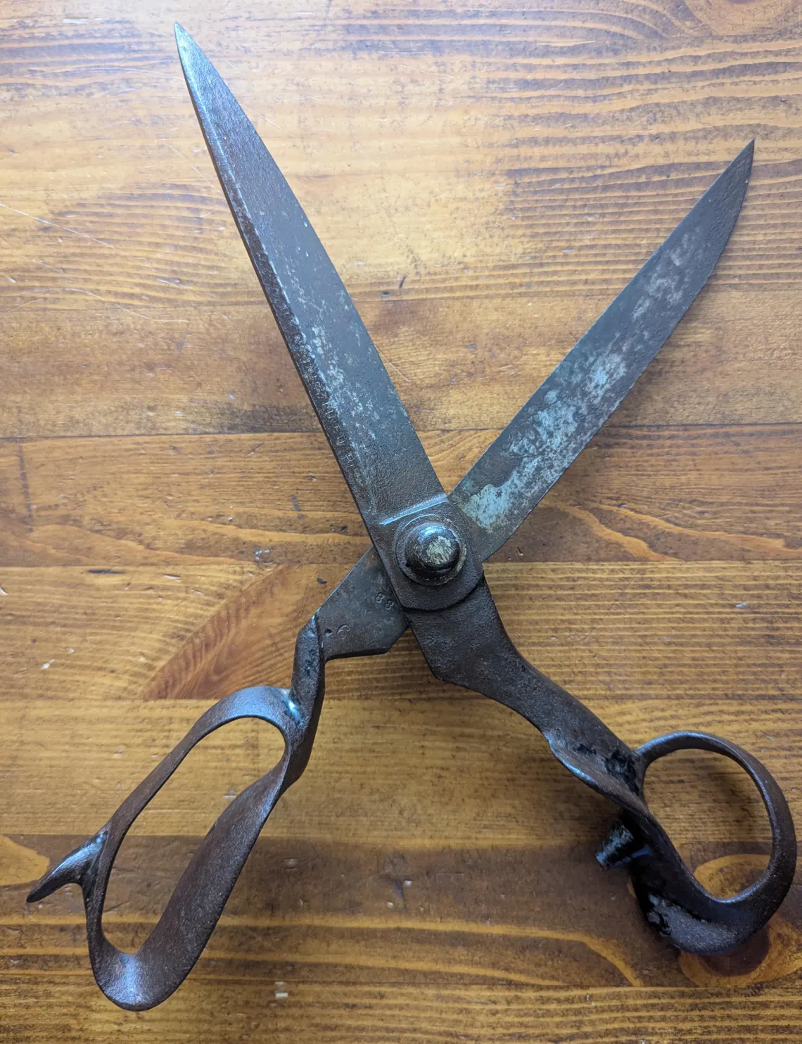 Huge antique tailor's shears, large 19th century 'Wilkinson's Lined Blades' scissors - Image 9