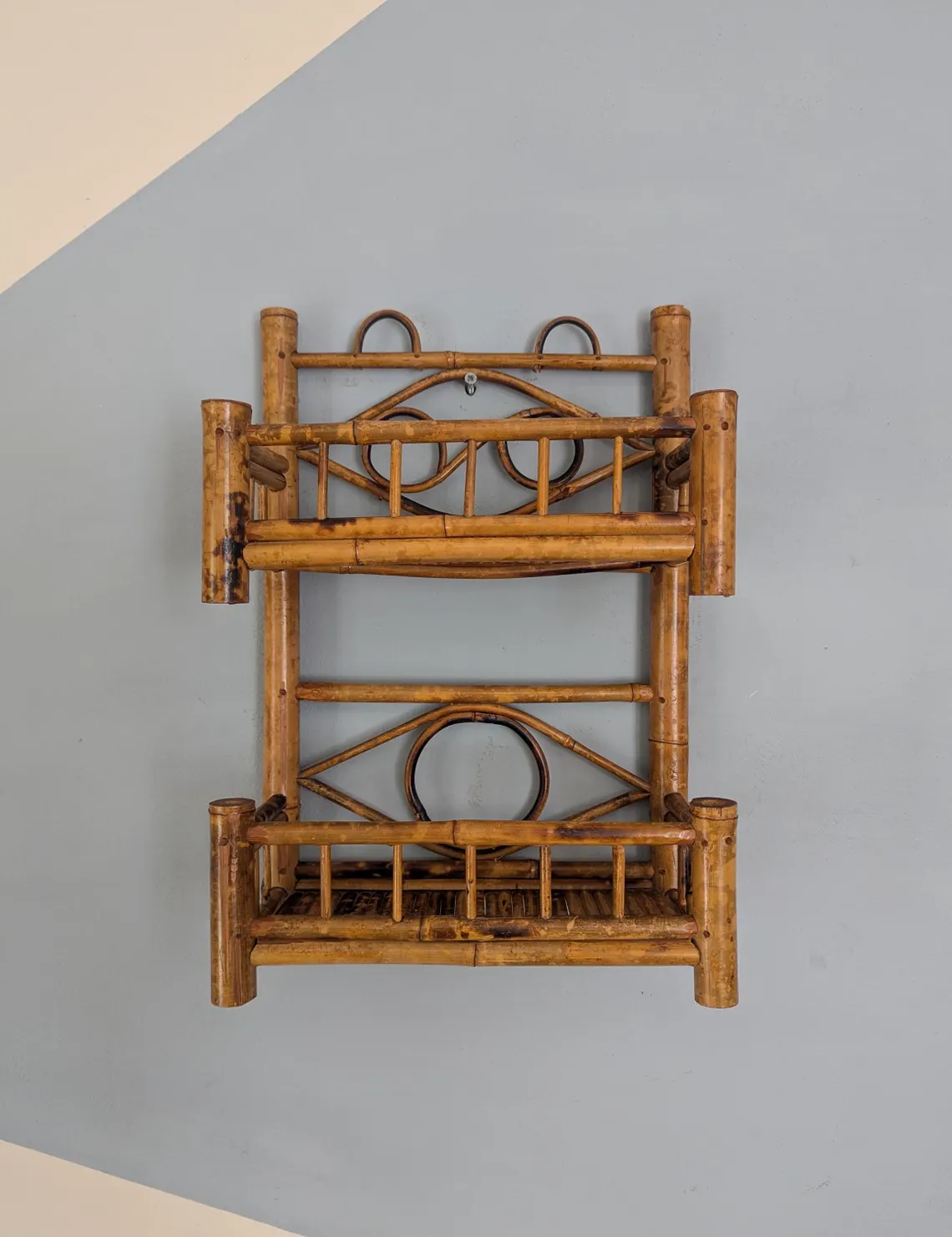 vintage bamboo shelving unit