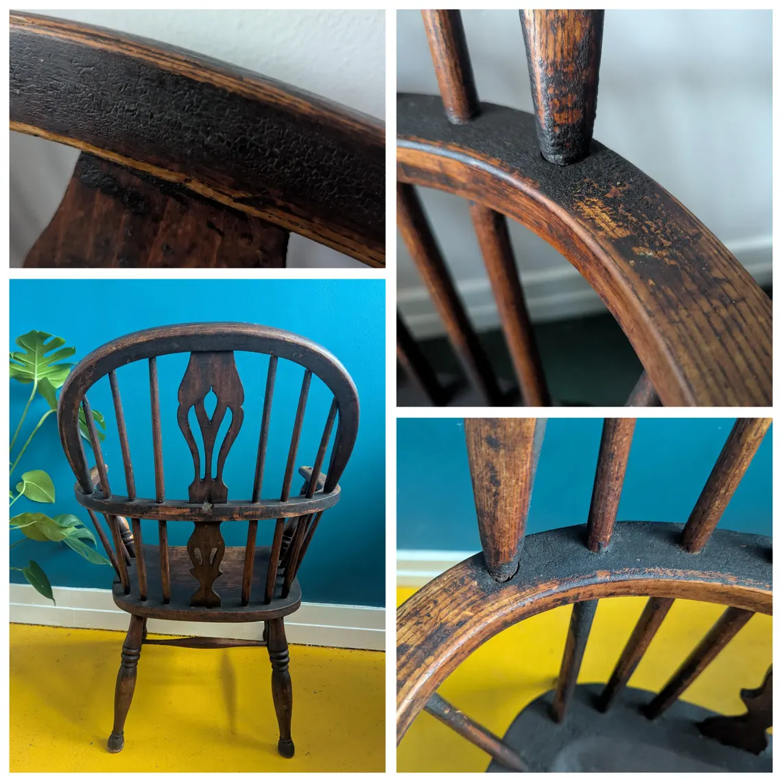 Early-mid 19th century Windsor low back chair of Ash and Elm - Image 9
