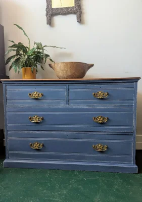 blue antique chest of drawers