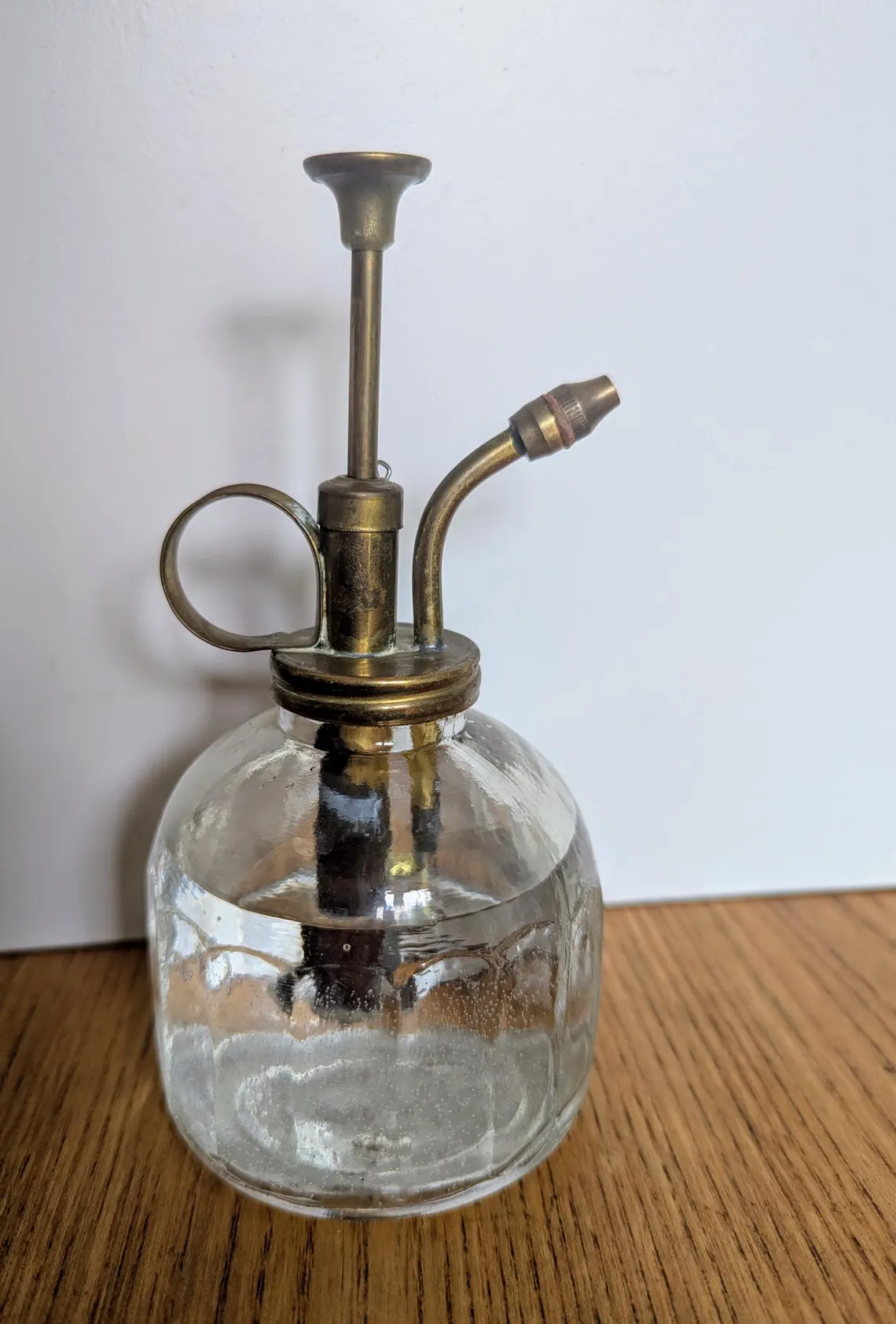 Vintage brass and glass water spritzer pump sprayer - Image 2