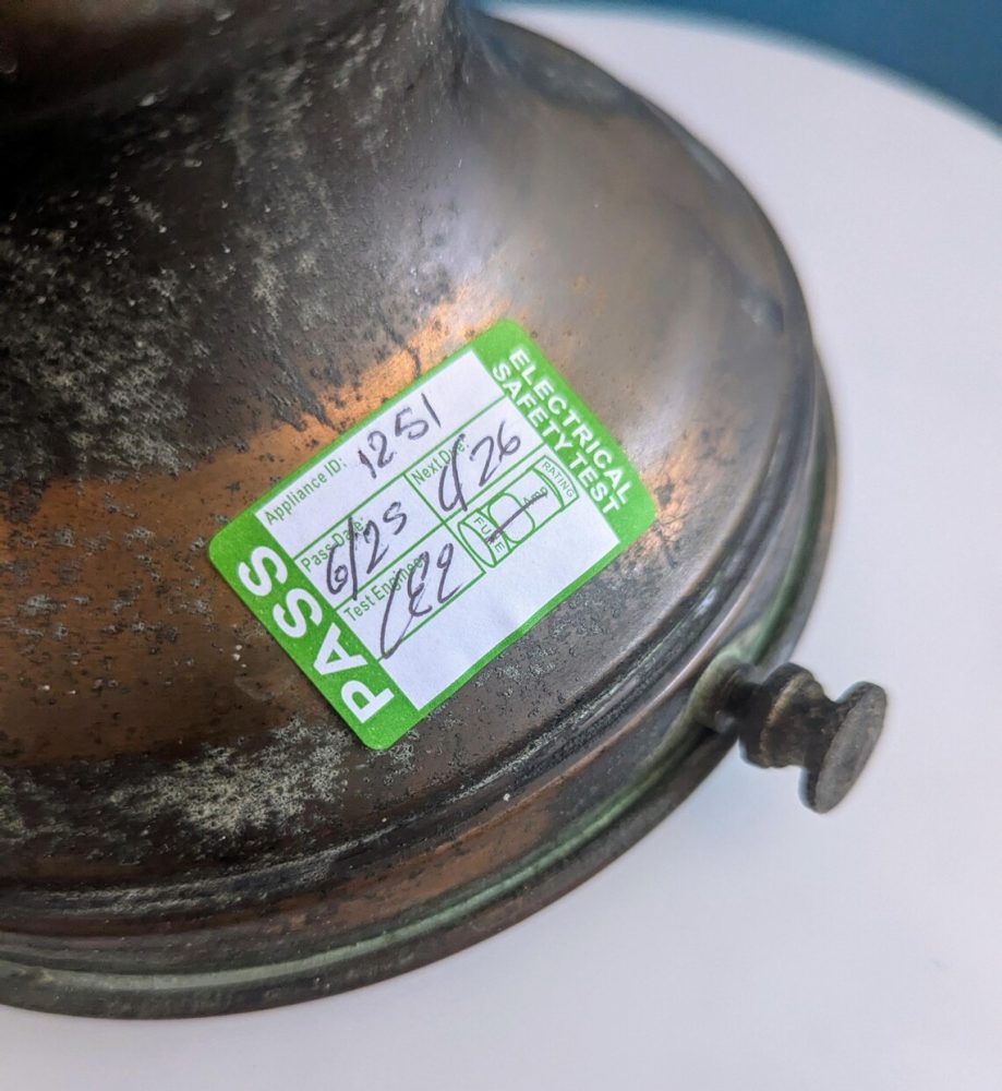 c.1930s large opaline glass pendant light shade with original brass gallery - Image 8