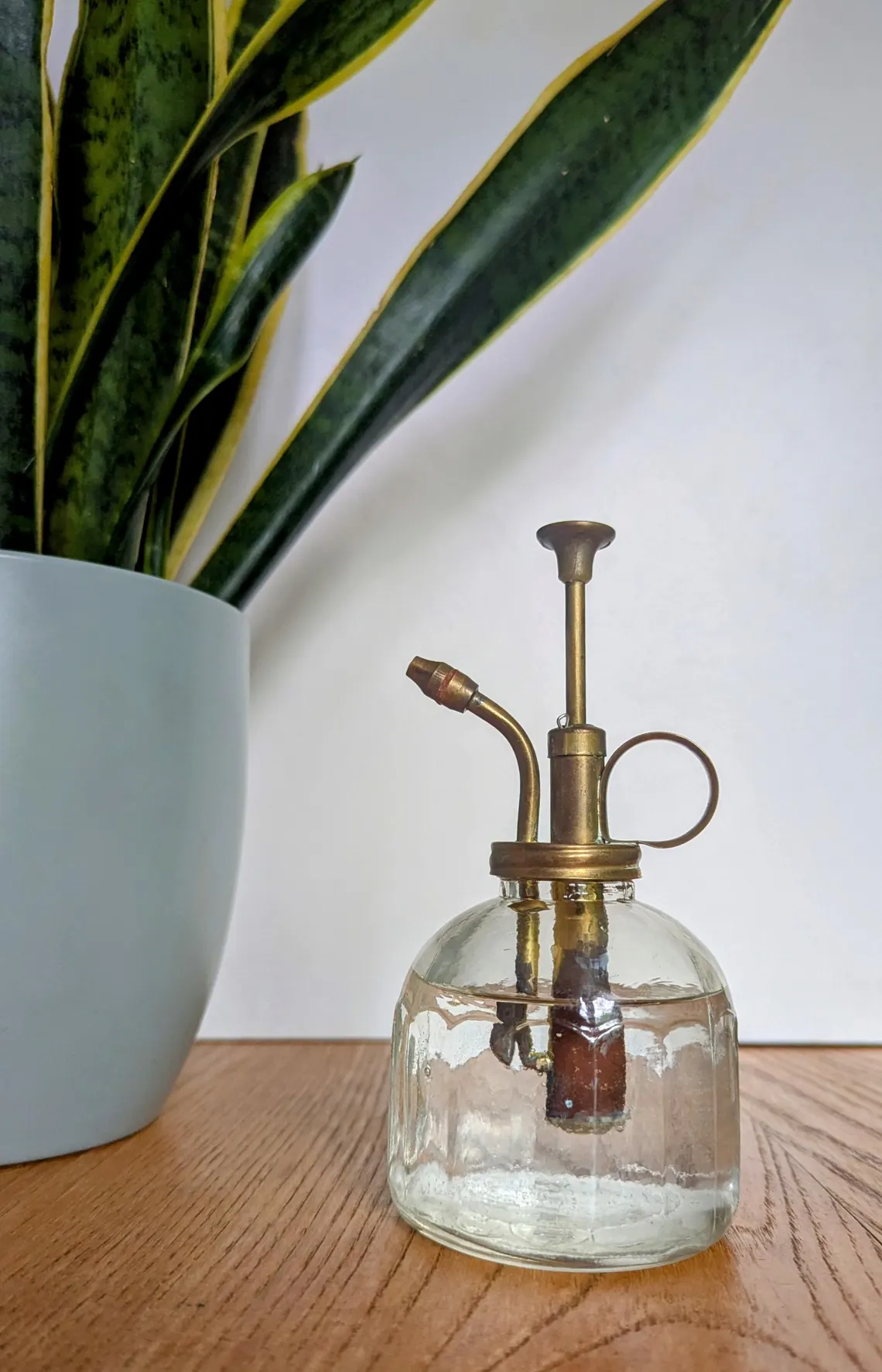 Vintage brass and glass water spritzer pump sprayer - Image 3