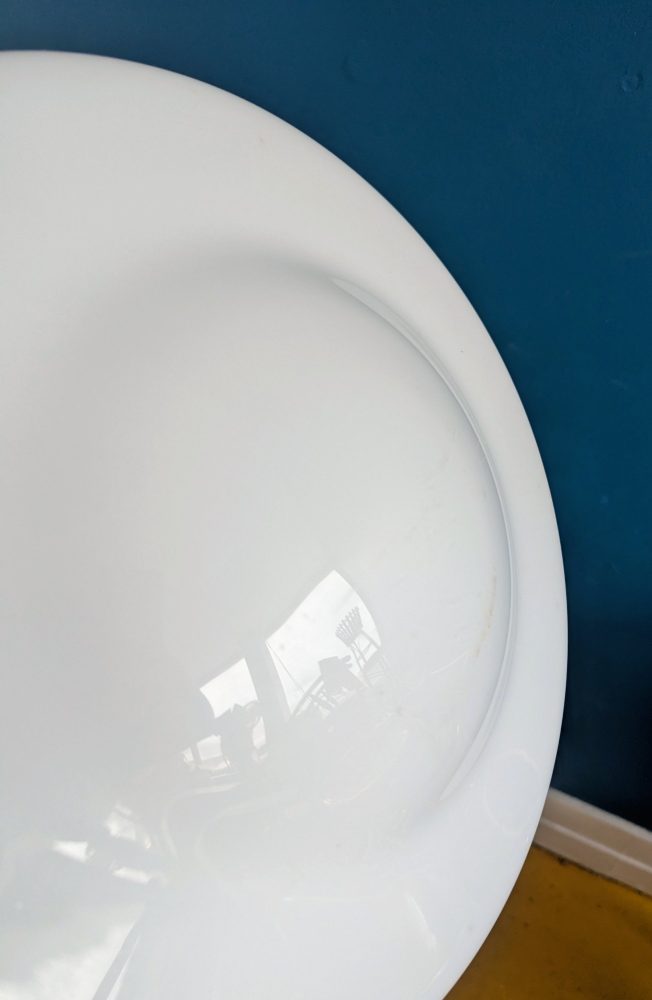 Matched pair of c.1930s large opaline glass Art Deco pendant lights with nickel galleries - Image 9