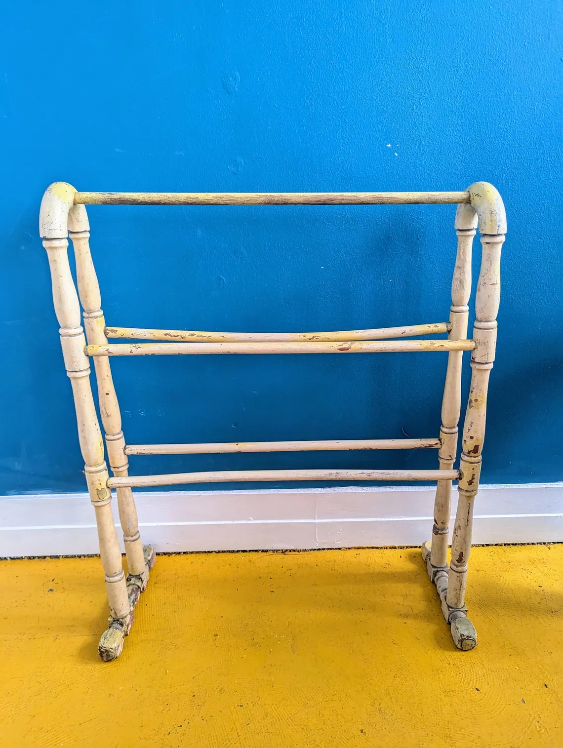 rustic painted towel clothes rail