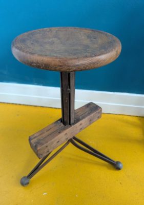 Industrial adjustable stool with footrest, produced for the Royal Air Force in the 1940s