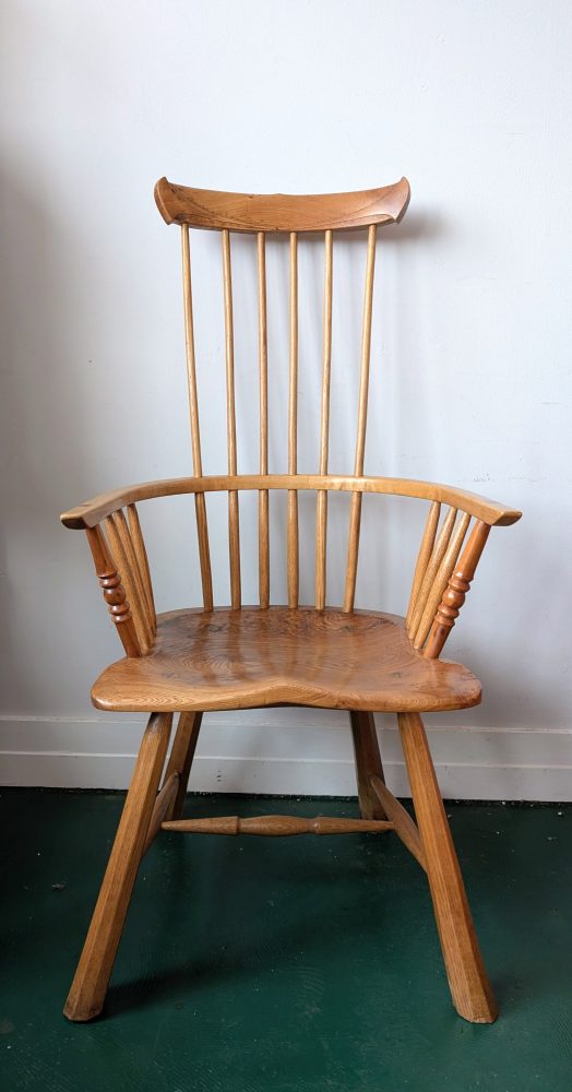 Spectacular Windsor comb back arm chair with burr Elm seat, Ash and Yew