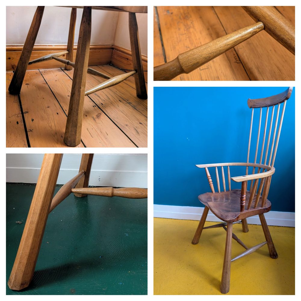 Spectacular Windsor comb back arm chair with burr Elm seat, Ash and Yew - Image 7