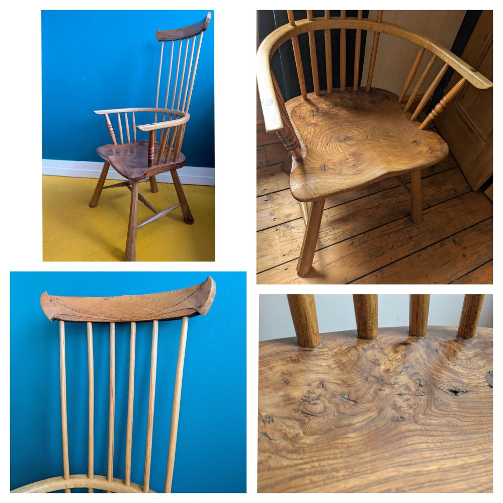 Spectacular Windsor comb back arm chair with burr Elm seat, Ash and Yew - Image 4