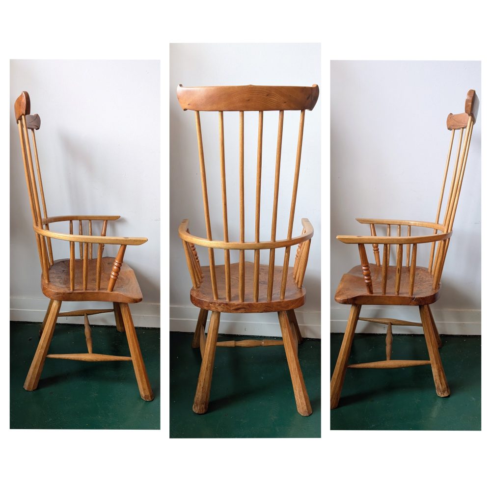 Spectacular Windsor comb back arm chair with burr Elm seat, Ash and Yew - Image 9