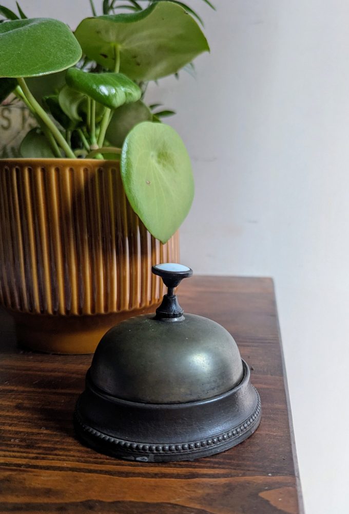 Edwardian brass reception bell, ring for assistance counter top bell ...