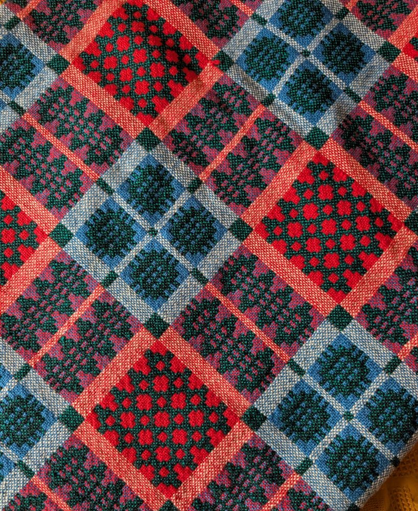 Vintage Pure Welsh Wool double-sided large blanket, traditional geometric woollen blanket in multicolours - Image 5