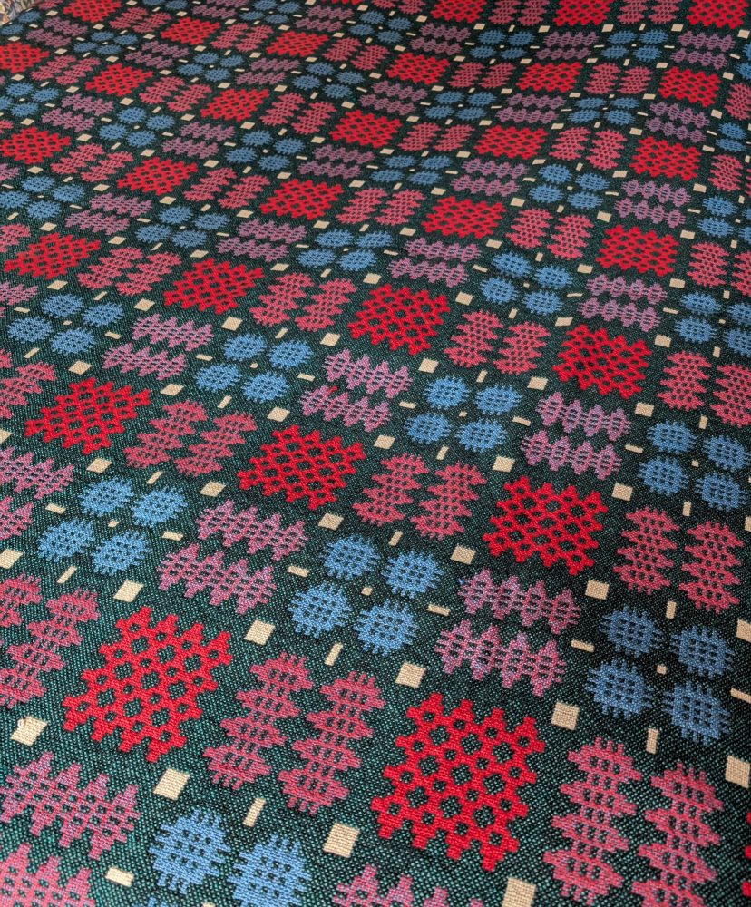 Vintage Pure Welsh Wool double-sided large blanket, traditional geometric woollen blanket in multicolours - Image 7