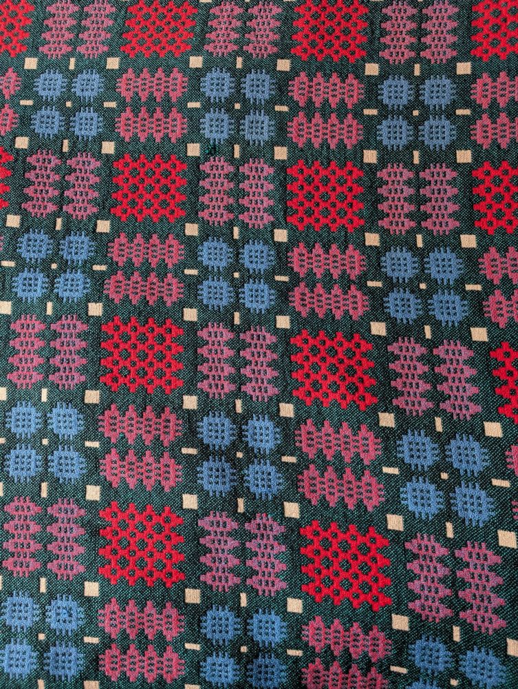 Vintage Pure Welsh Wool double-sided large blanket, traditional geometric woollen blanket in multicolours - Image 4
