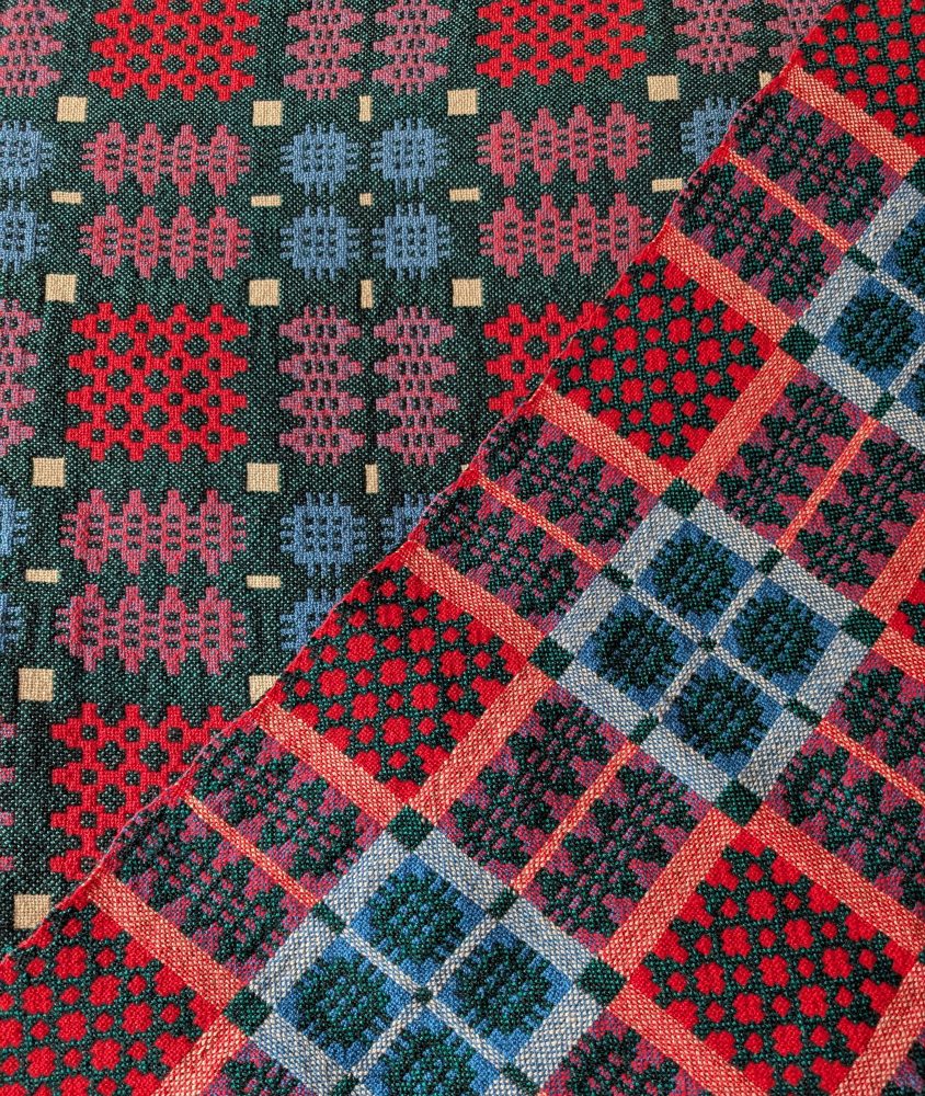 Vintage Pure Welsh Wool double-sided large blanket, traditional geometric woollen blanket in multicolours - Image 11