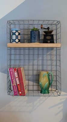 Large midcentury Parkers bakery bread crate, repurposed as shelving