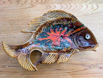 Midcentury French Majolica Vallauris Fish dish