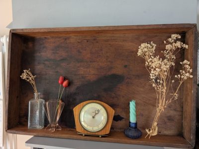 Two vintage French large wooden apple trays