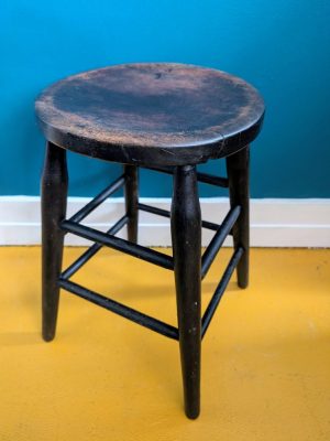Tall antique oak stool