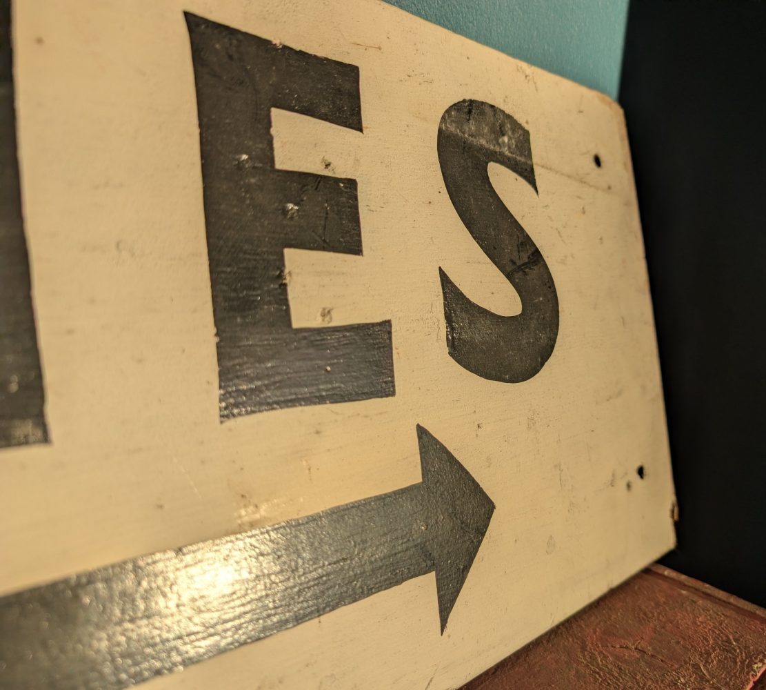 Vintage handpainted double sided Ladies sign from a fairground - Image 4