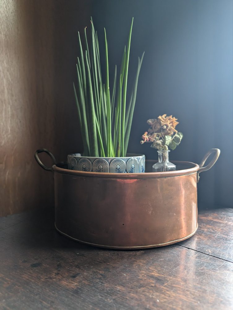 Victorian brass cooking pot planter - Image 13