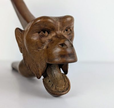 Carved monkey head nutcracker