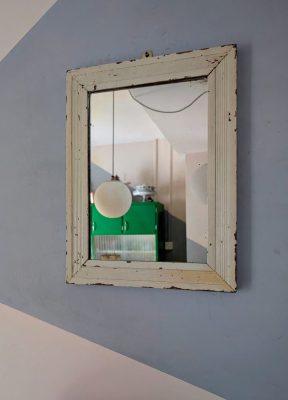 Painted cream distressed vintage mirror