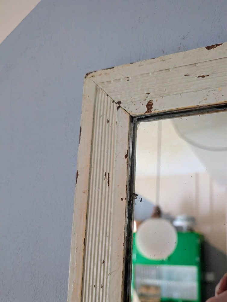 Painted cream distressed vintage mirror - Image 4